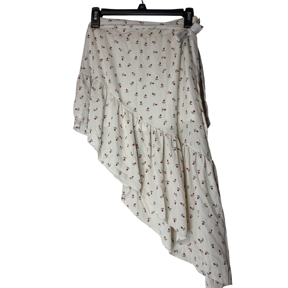Zaful Floral Ruffle Asymmetrical Skirt Tie Waist Mini Skirt Womens Small Cottage